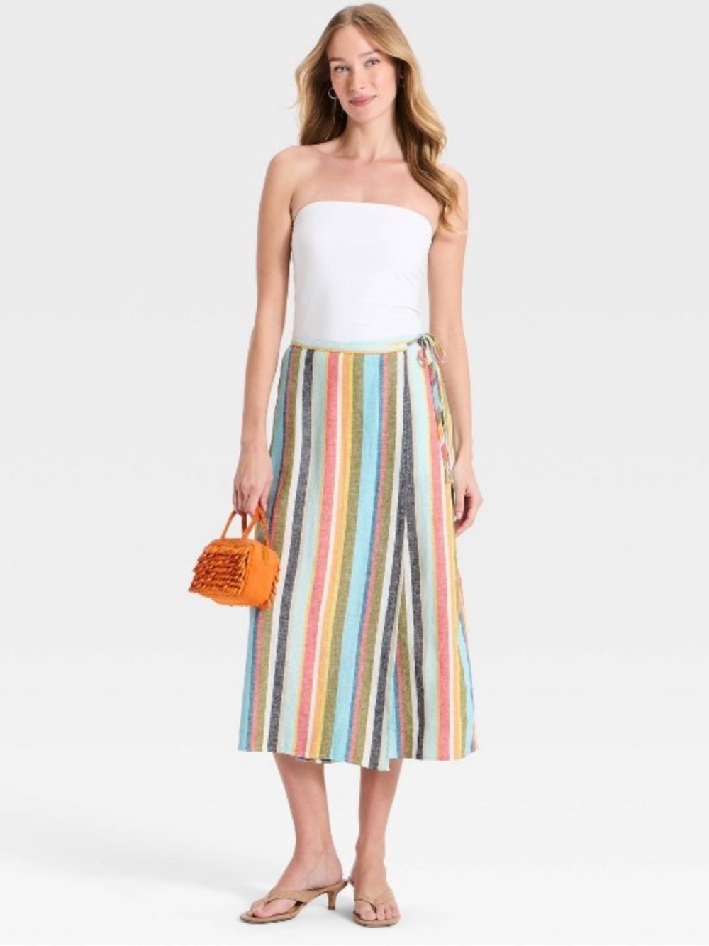 NEW a new day midi linen wrap skirt Small S PERFECT - Picture 3 of 4
